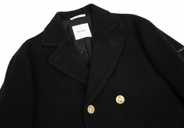  Karl hell mKarl Helmut reverse side quilting penguin gold button pea coat black M [ men's ]