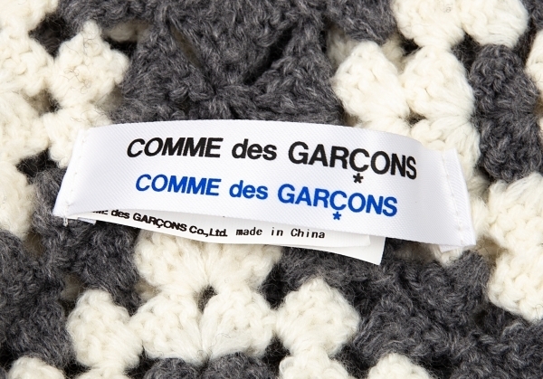 コムコム コムデギャルソンCOMME des GARCONS レースニットストール グレー白 【レディース】