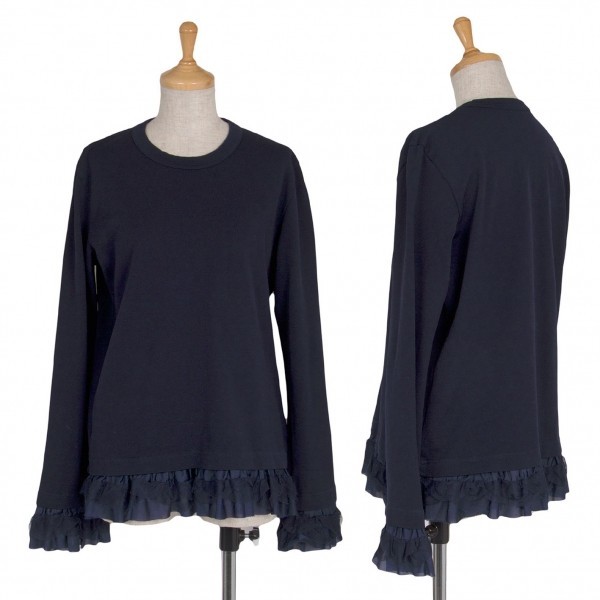  com com Comme des Garcons COMME des GARCONS poly- hem frill design cut and sewn navy blue M [ lady's ]