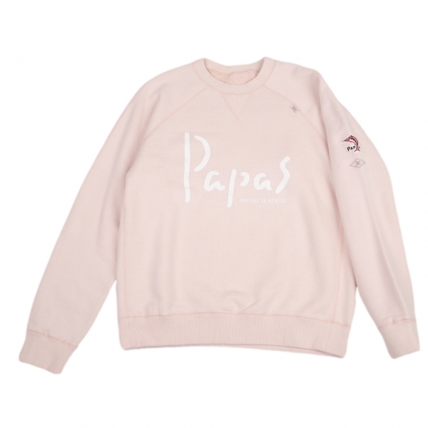 パパスPapas ロゴプリントラグランスウェット ライトピンク46S 【メンズ】_画像1
