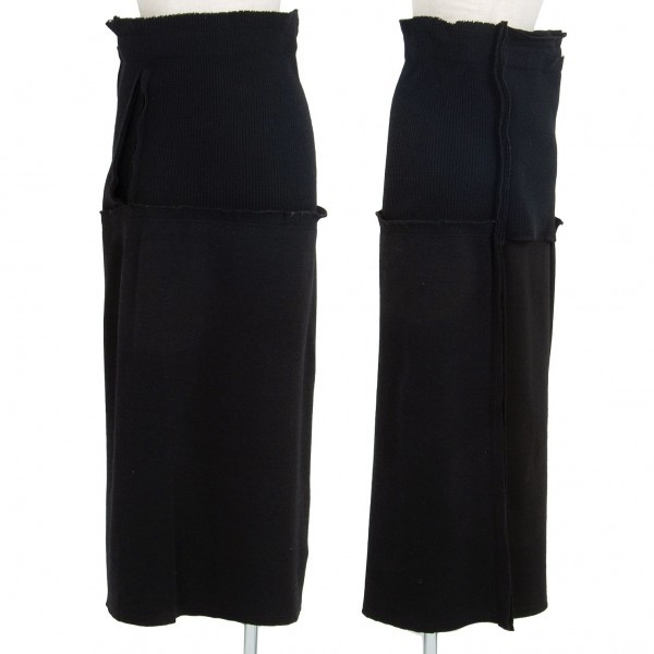  Comme des Garcons COMME des GARCONS knitted Layered switch design skirt black M [ lady's ]