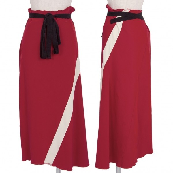 トリココムデギャルソンtricot COMME des GARCONS バイアスラインデザインストレッチスカート 赤白M位 【レディース】