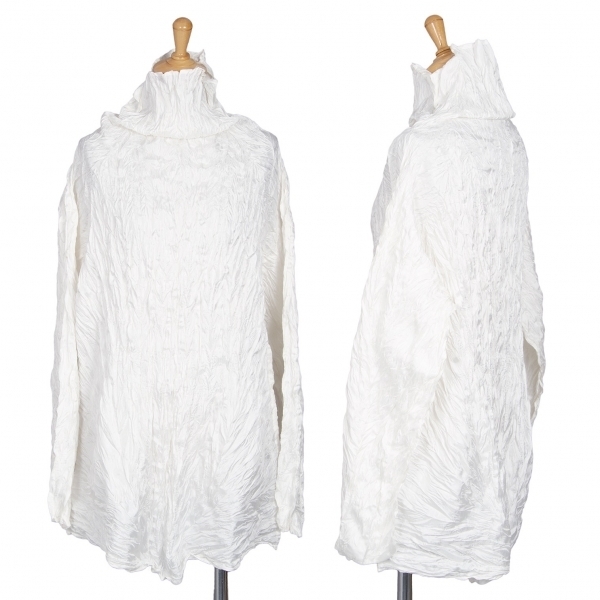 イッセイミヤケISSEY MIYAKE シワプリーツハイネックトップス オフM