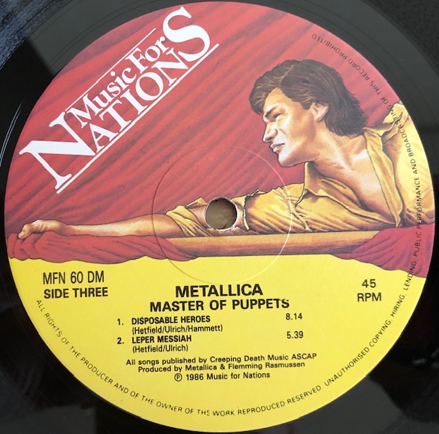 LP□HR/HM/METALLICA/MASTER OF PUPPETS/MUSIC FOR NATIONS MFN 60 DM