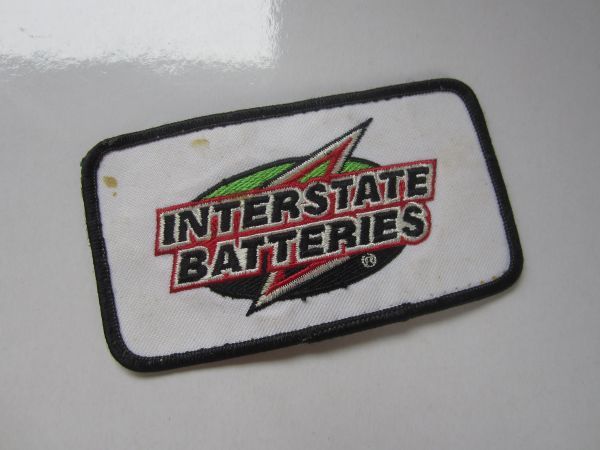 【中古品】ビンテージ INTERSTATE BATTRIES 企業 会社 ロゴ ワッペン/ 自動車 バイク オートバイ カー用品 整備 モーター系 88_画像1