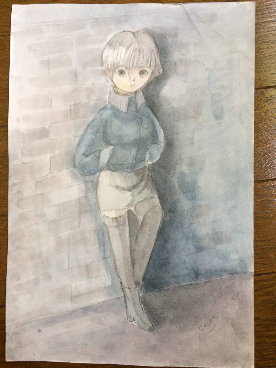 手書きイラスト ラフ画 水彩鉛筆書き ジャケットを着た女の子 オリジナル 手描きイラスト 売買されたオークション情報 Yahooの商品情報をアーカイブ公開 オークファン Aucfan Com