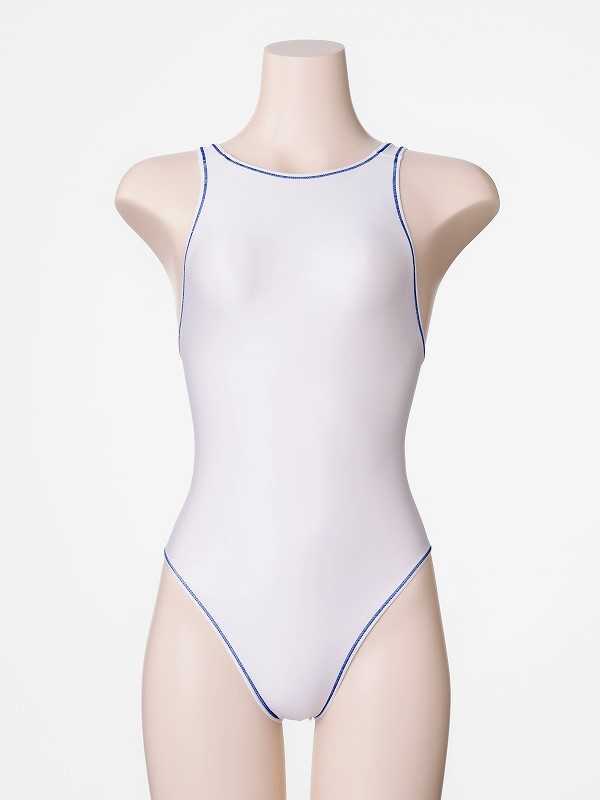 新品・O・マーメイディア・女子競泳水着・ホワイト×ステッチブルー 新品・O・マーメイディア・女子競泳水着・ホワイト×ステッチブルー