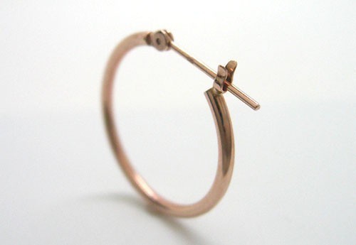 K10PG pink gold 1.5×25 hoop earrings one-side ear for 