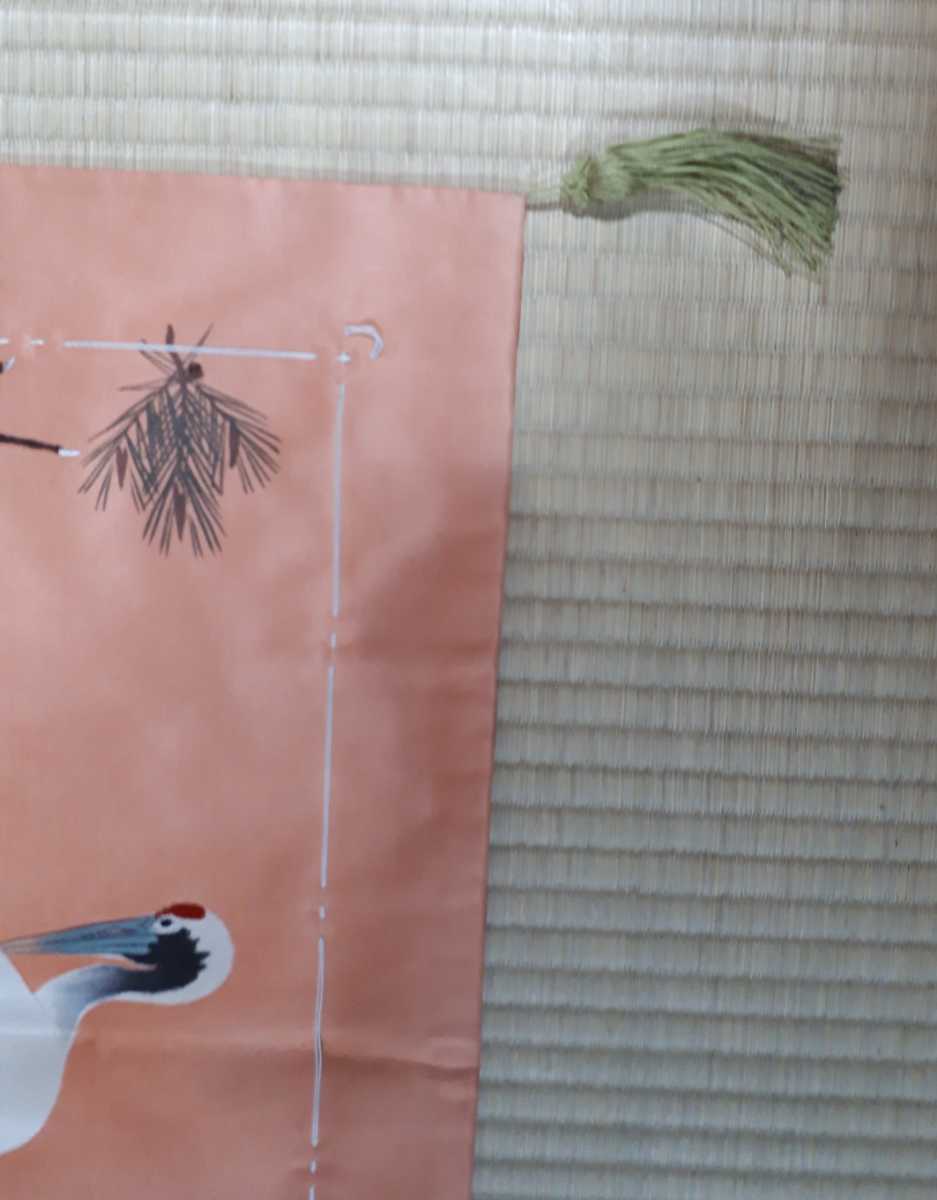 【生地・布物】大ふくさ 鶴と松のデザイン 裏は桐の家紋 シルク ディスプレイ用品 インテリア用品 骨董品 アンティーク_画像6