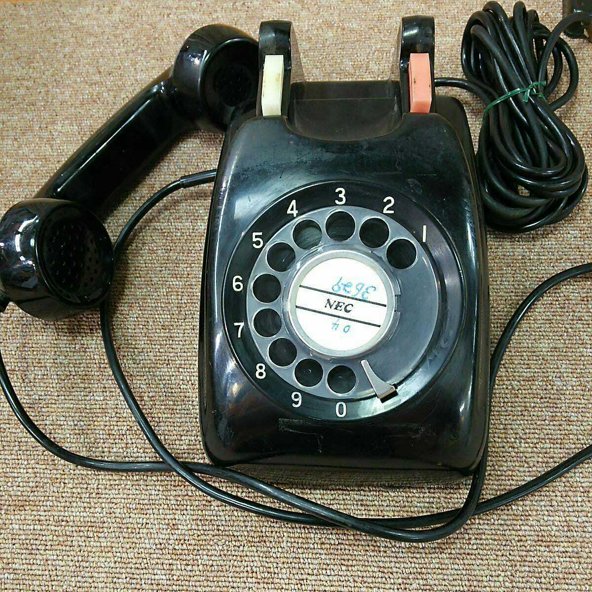  Showa Retro black telephone NTA-680B NEC dial type Japan electro- confidence telephone . company inspection table paste equipped antique used long-term keeping goods Junk interior rare 