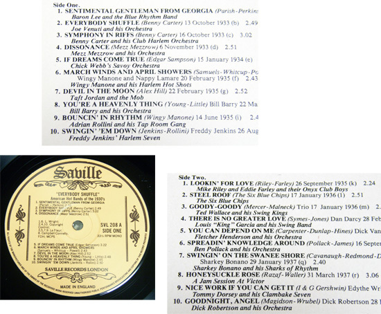 Everybody Shuffle - American Hot Bands Of The 1930's - LP/ 30s,Swing,Big Band,Baron Lee,Joe Venuti,Benny Carter,イギリス盤,Saville_画像2