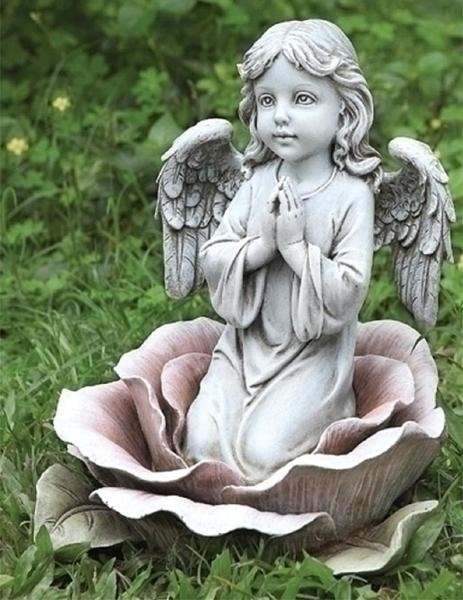 ヨセフ・スタジオ製 ピンクの薔薇の祈りの天使 ガーデン 彫刻 彫像/ 書斎 プレゼント ガーデン 贈り物 プレゼント(輸入品)