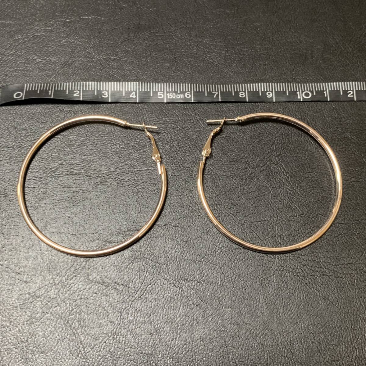  earrings hoop 5cm rose Gold Circle round stainless steel steel .. large hoop woman big sm-z Circle loop #C668-7