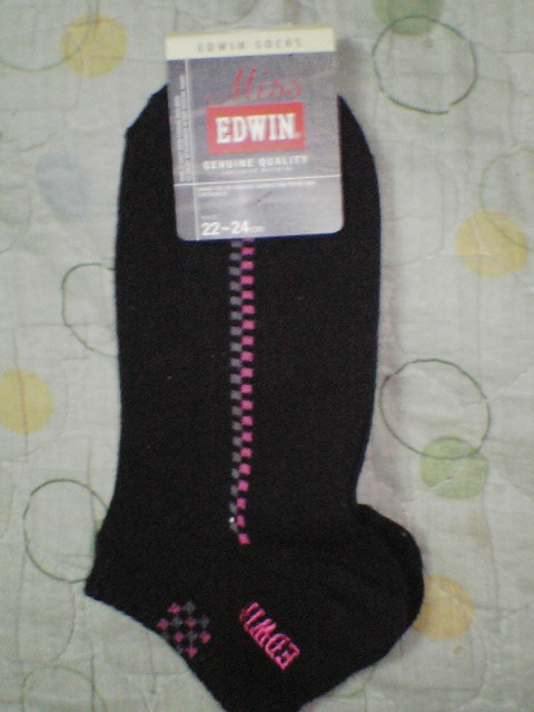 【未使用】EDWIN エドウィン くるぶしソックス 22-24cm 黒★グンゼ 靴下_画像1