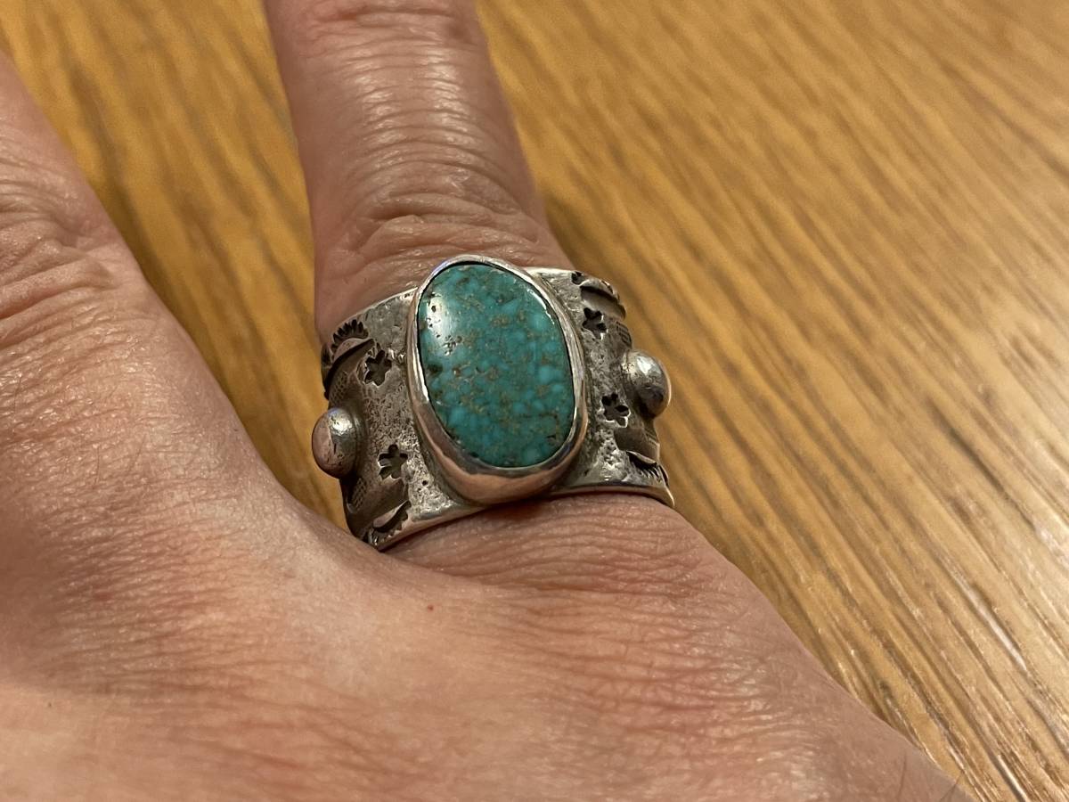  Lynn Don tso-si-Lyndon Tsosie Navajo Navajo turquoise stamp Work ring 