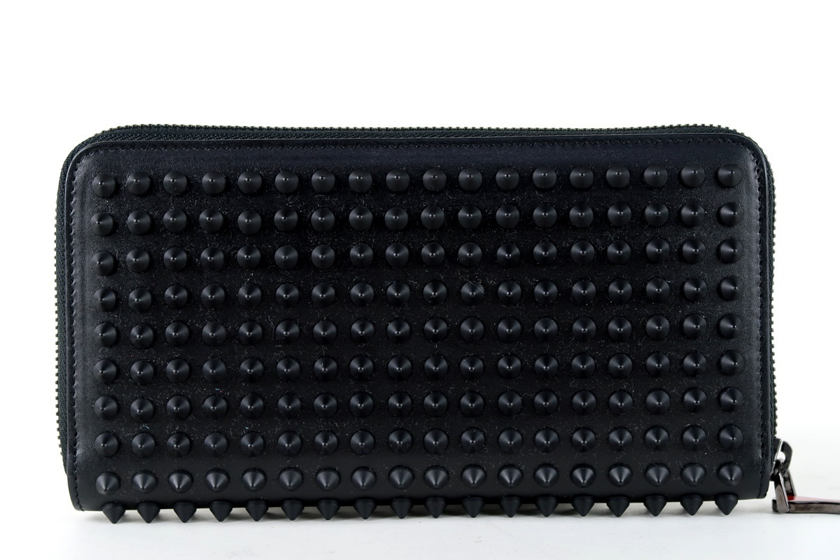 Christian Louboutin 長財布 ラウンドファスナー スパイク 黒-