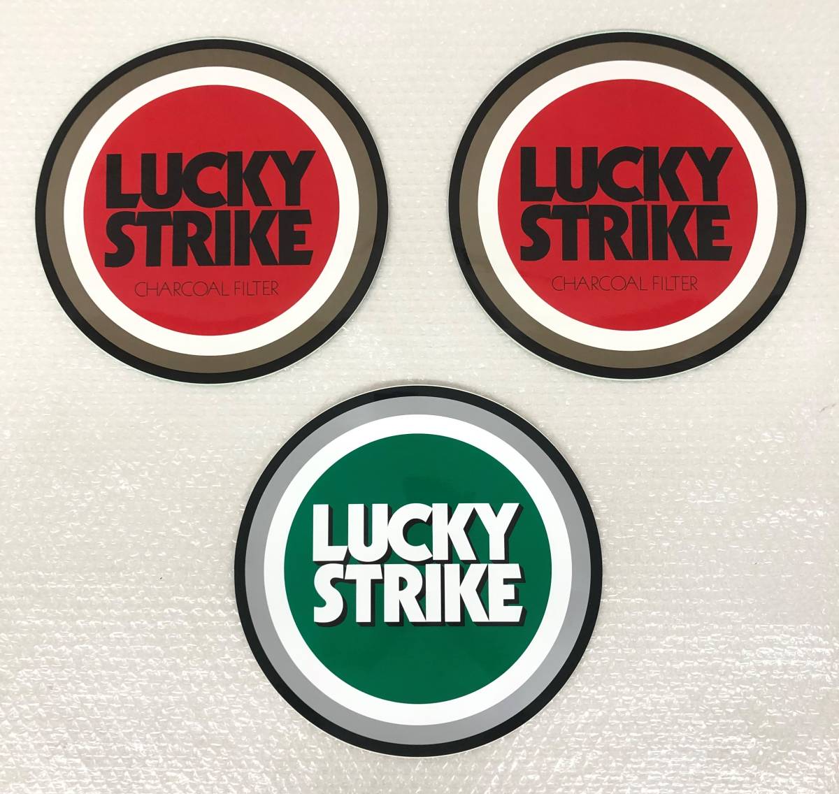 未使用品 *LUCKY STRIKE ラッキーストライク *大判 ロゴ ステッカー シール 約30cm 3枚 セット レッド グリーン 煙草 たばこ タバコ|代購幫