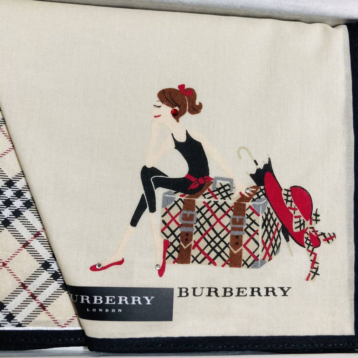 [ редкость ] новый товар /BURBERRY/ носовой платок / стандартный товар / Burberry /Burberrys/ хлопок 100%/noba проверка / не использовался / девочка / коробка есть / подарок / женский / женский /y