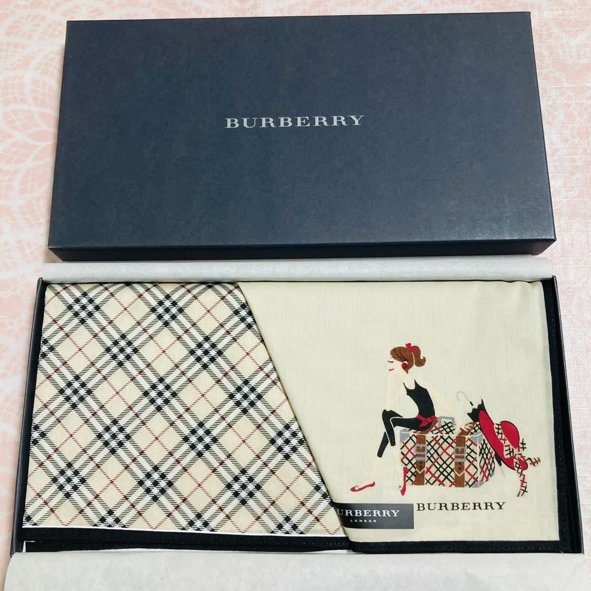 [ редкость ] новый товар /BURBERRY/ носовой платок / стандартный товар / Burberry /Burberrys/ хлопок 100%/noba проверка / не использовался / девочка / коробка есть / подарок / женский / женский /y