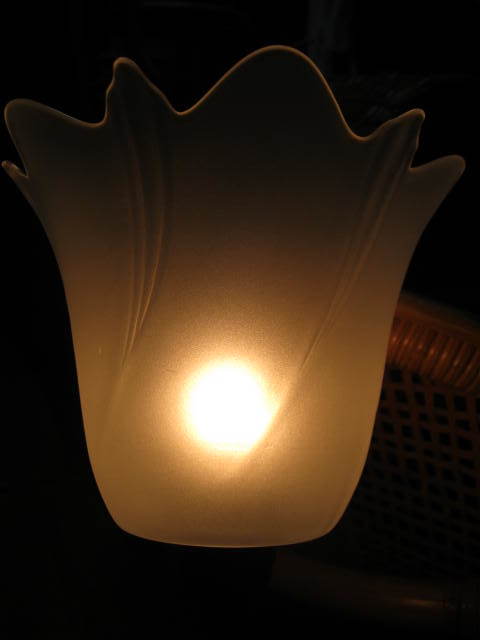＜ウッドライト曲木壁掛け白熱灯照明器具新品未使用ガラスシェード＞_白熱電球25W点灯時