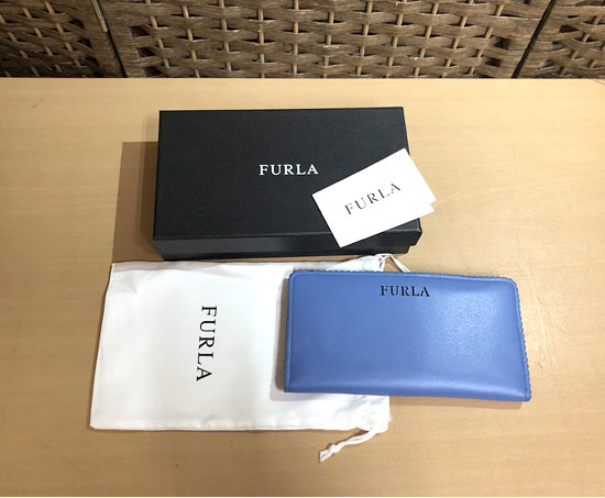 フルラ FURLA 長財布 2つ折り長財布 スナップボタン ブルー 青 財布 保存袋付き_画像1
