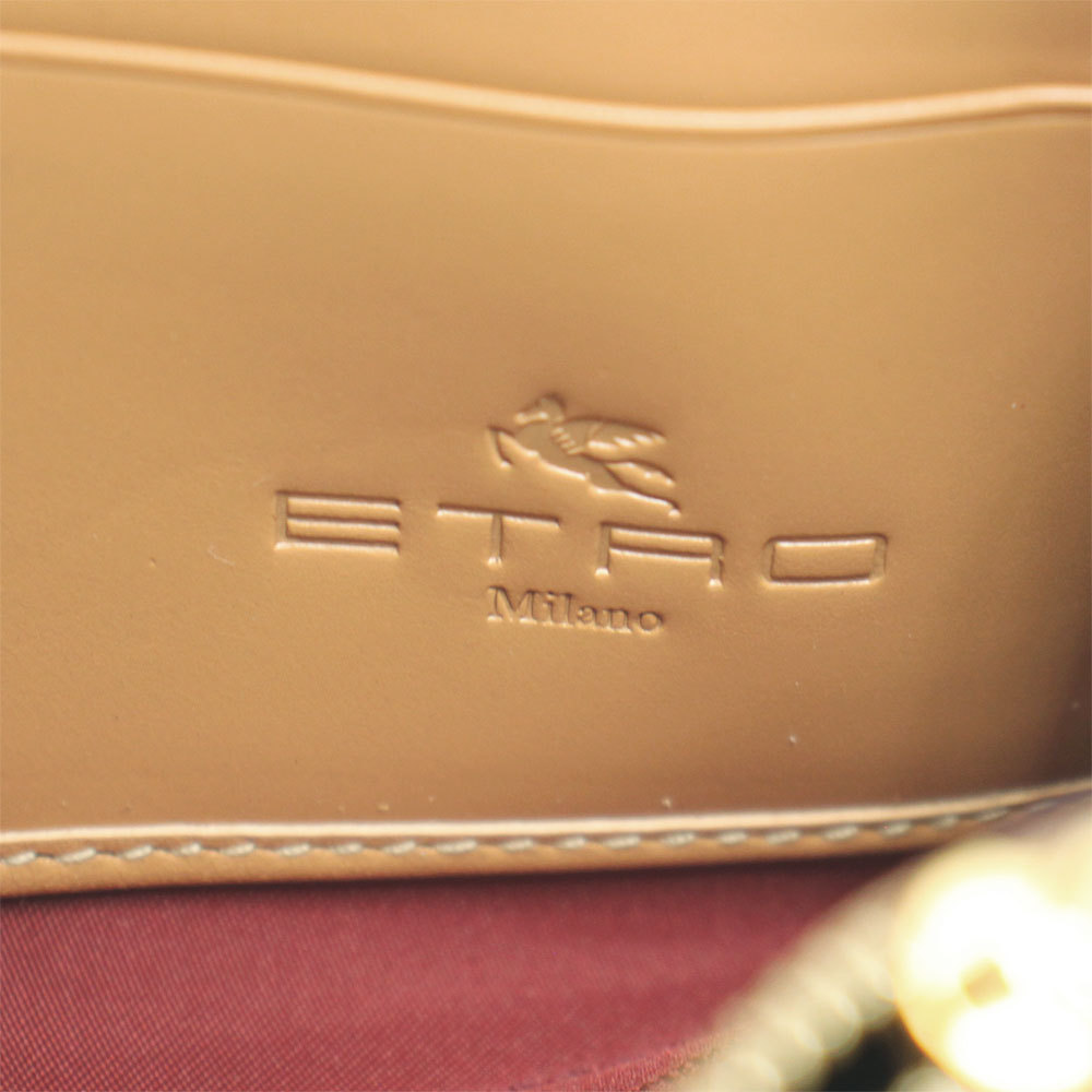  Etro purse lady's ETRO round fastener long wallet peiz Lee pattern PVC coating × leather 0N082 8010 0600