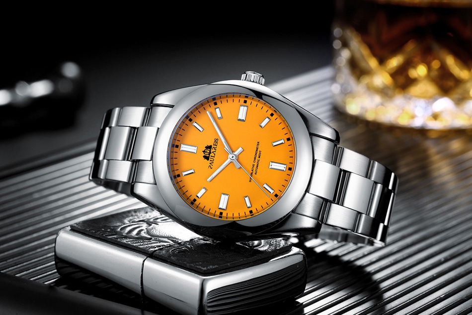 【PAULAREIS】最新モデル 腕時計 Oyster Perpetual オマージュ イエロー 自動巻き ROLEXオマージュ