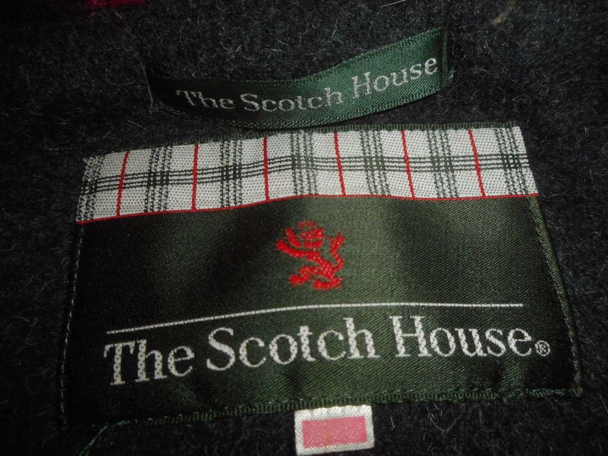 b929◆THE SCOTCH HOUSE ウールダッフルコート◆スコッチハウス size11AR ダークグレー 品番MNA51-623 裏地チェック柄 三陽商会 日本製 3H_画像5