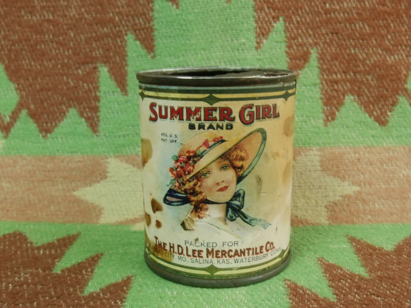 20s 【Lee SUMMER GIRL】 YELLOW CLING PEACHES Can / 20年代 30年代 缶 MERCANTILE 食品 アンティーク ヴィンテージ ビンテージ 30s40s_画像1