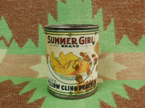 20s 【Lee SUMMER GIRL】 YELLOW CLING PEACHES Can / 20年代 30年代 缶 MERCANTILE 食品 アンティーク ヴィンテージ ビンテージ 30s40s_画像4
