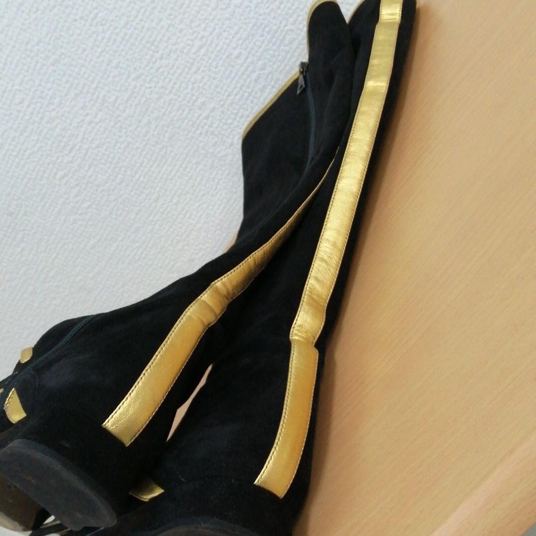 vintage PRADA ゴールドブラックサンダルブーツ
