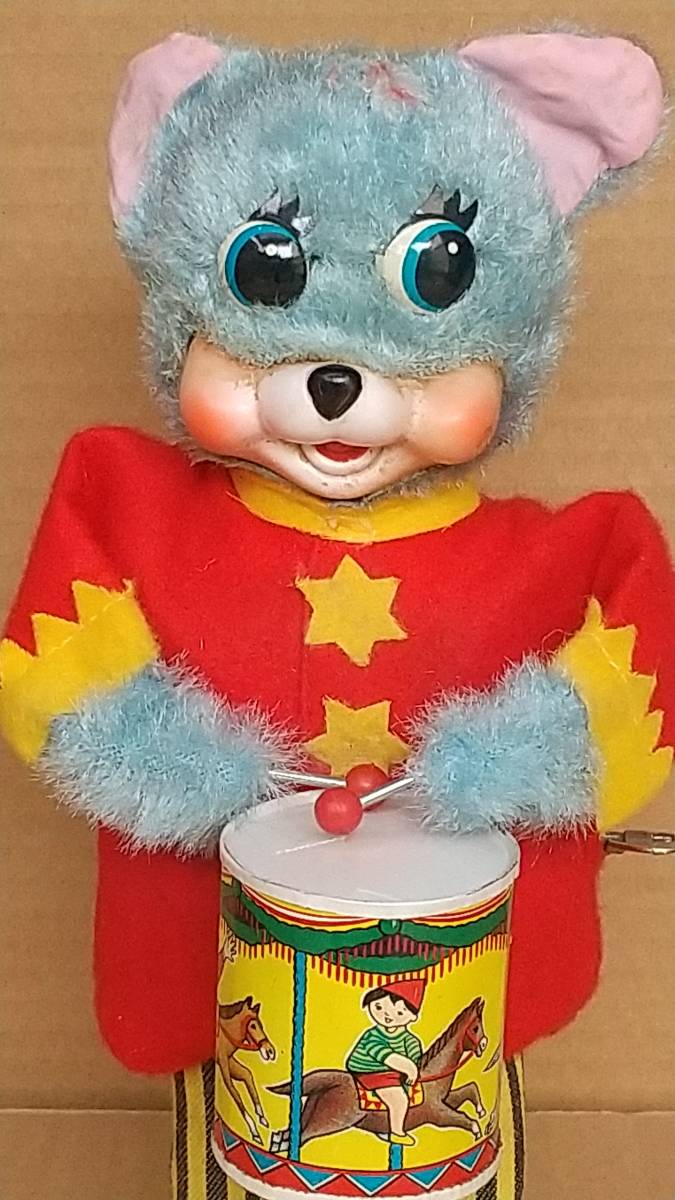  Showa Retro Yonezawa TEDDY THE WALKING DRUMMER жестяная пластина игрушка с коробкой сделано в Японии 