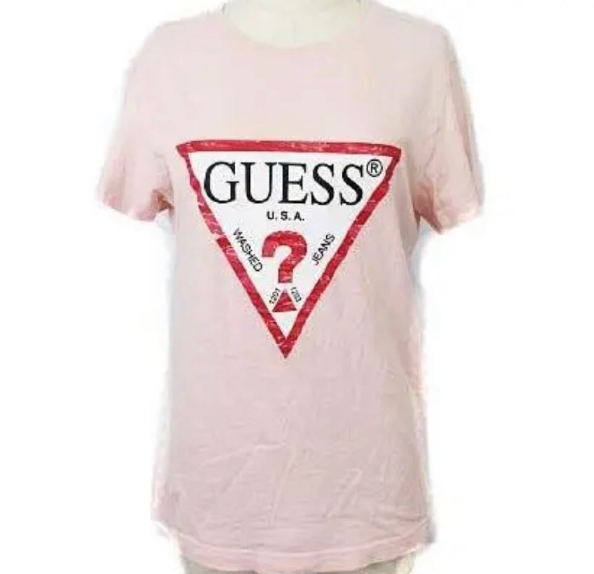 【Sサイズ】GUESS ロゴ プリント Tシャツ S ゲス 半袖 ピンク