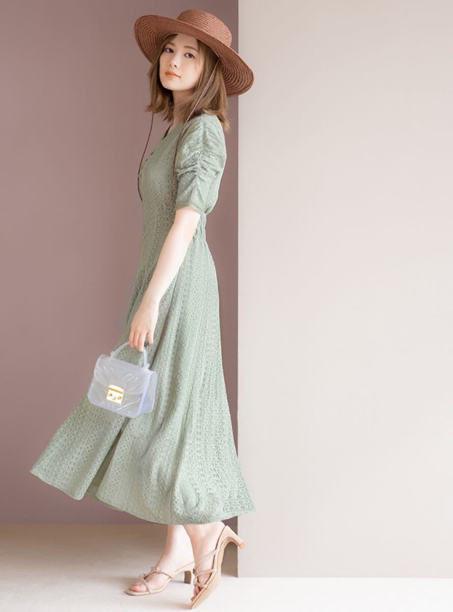 GRL パワショルVネックレースワンピース k8479w 白石麻衣 グレイル M