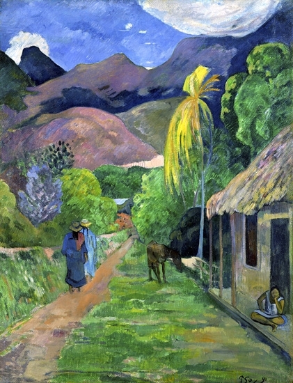 2021新発 Street in 肉筆絵画 手描き油絵複製画　模写　レプリカ Gauguin ポール・ゴーギャン　Paul Tahiti 自然、風景画