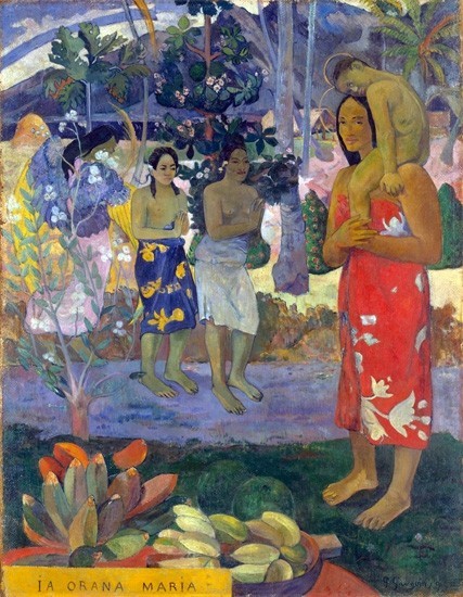 イア・オラナ・マリア（我マリアを拝する）ポール・ゴーギャン　Paul Gauguin 手描き油絵複製画　模写　レプリカ 肉筆絵画
