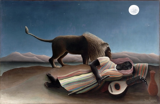 お気に入り 眠るジプシー女 アンリ・ルソー　Henri Rousseau 手描き油絵複製画　模写　レプリカ 肉筆絵画 自然、風景画