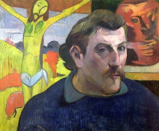 Self Portrait with the Yellow Christ ポール・ゴーギャン　Paul Gauguin 手描き油絵複製画　模写　レプリカ 肉筆絵画_画像1