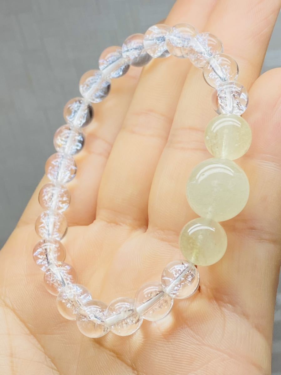 プレミアム 天然ガラス リビアングラス 鑑定済み 13.3㍉ ブレスレット