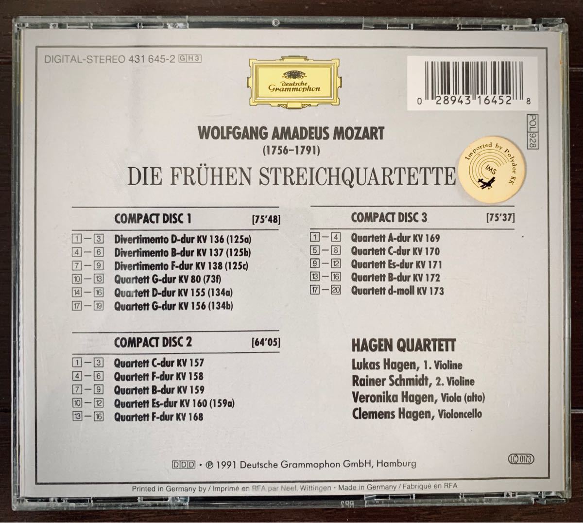 Mozart / The Early String Quartets 3枚組CD