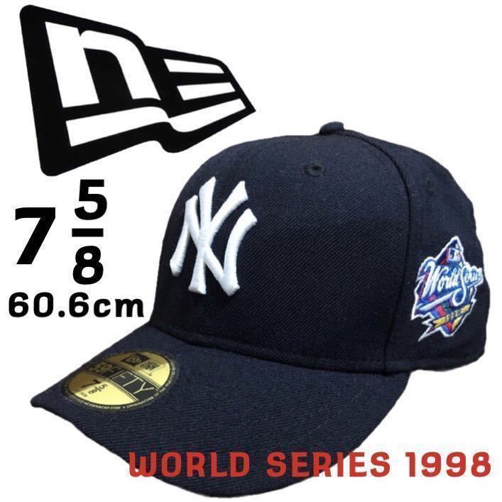 NEWERA ニューエラ 59FIFTY ニューヨークヤンキース キャップ ワールドシリーズ WORLD SERIES 1998 ネイビー (7 5/8)60.6cm 帽子【4921】K