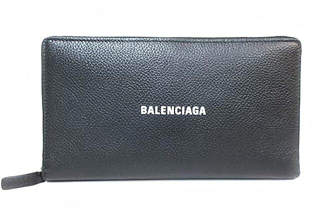 【中古】BALENCIAGA バレンシアガ 財布　レディース　長財布　レザー　ブラック　送料無料