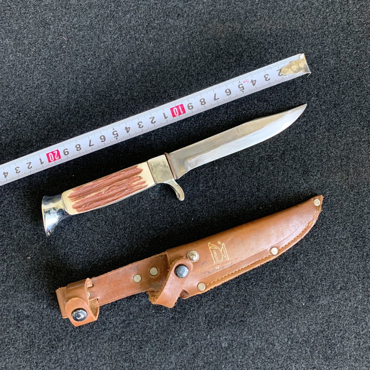 ナイフ ハンティングナイフ VICTORY 刃長さ12cm 合法品 鹿角柄_画像9
