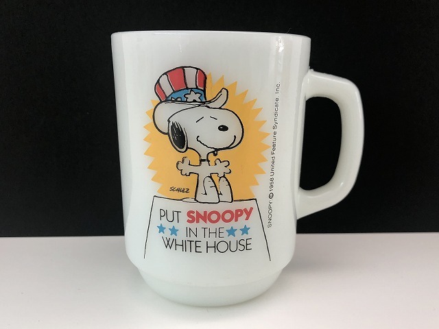 ファイヤーキング マグカップ スヌーピー マグ プレジデント NO.3 PEANUTS 大統領選 Fire-king SNOOPY USA ヴィンテージ [fk-431]_画像1