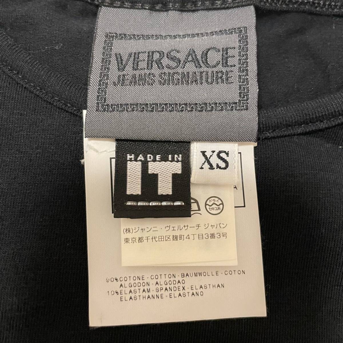 VERSACE JEANS SIGNATURE ヴェルサーチ Ｔシャツ ゴシックロゴ ブラック_画像4