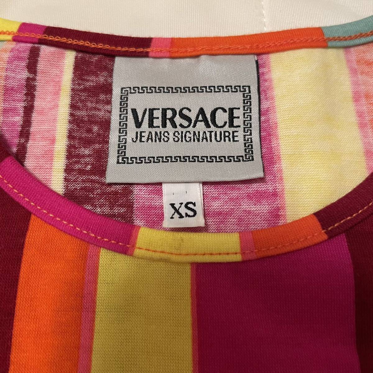 VERSACE JEANS SIGNATURE ヴェルサーチ Ｔシャツ ゴシックロゴ マルチカラー_画像4