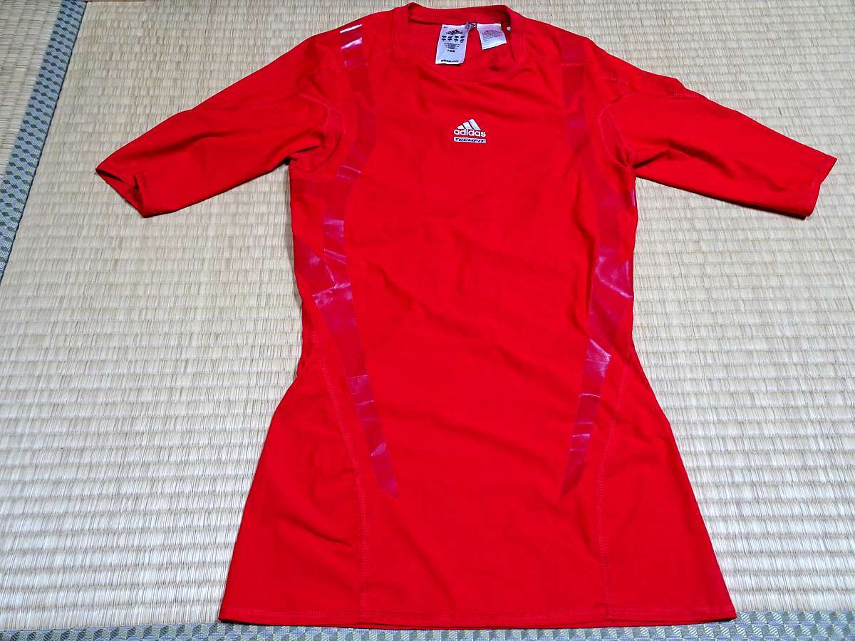 アディダス adidas サッカー トレーニング コンプレッションウェア インナーシャツ 半袖 [サイズ: O /カラー: 赤系]_画像1