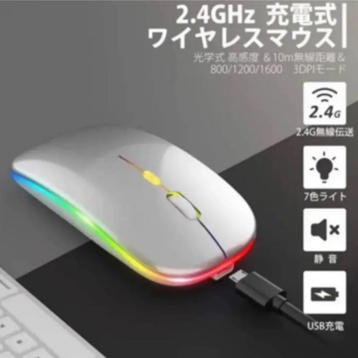 【最新版】ワイヤレスマウス 静音 超軽量 USB 薄型 （シルバー）