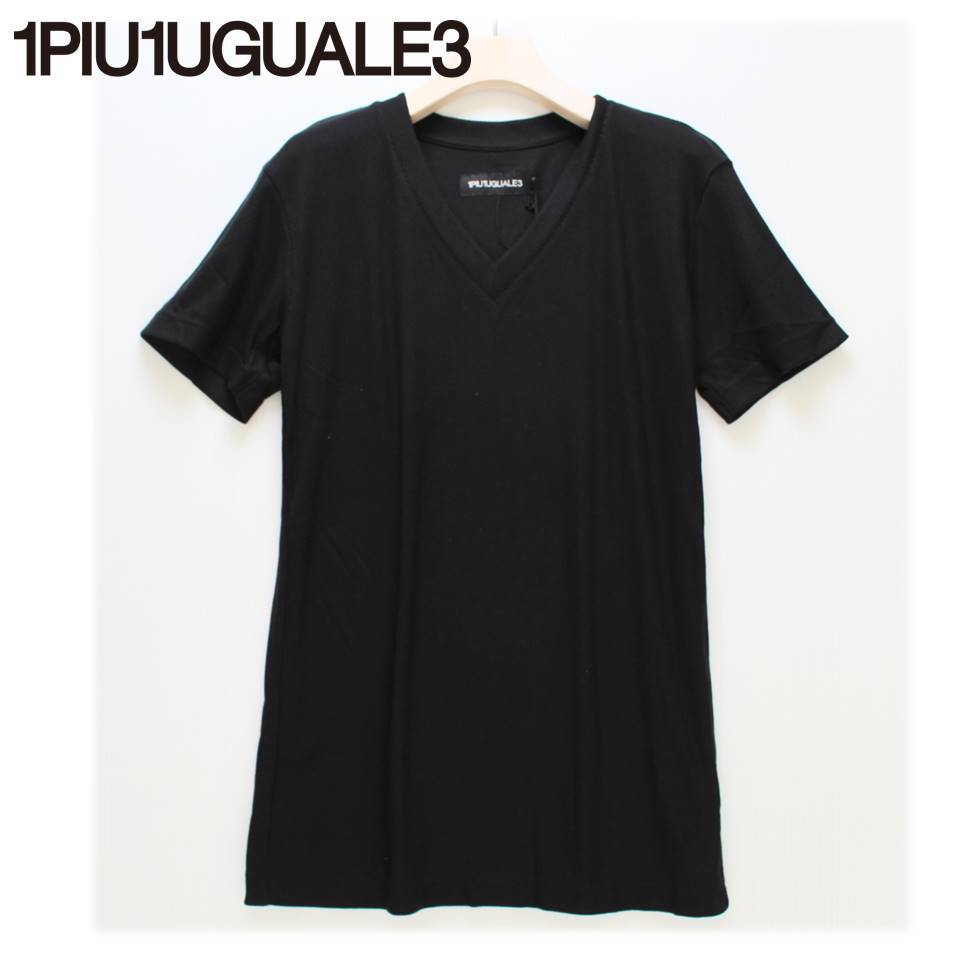 《1PIU1UGUALE3 ウノピゥウノウグァーレトレ》新品 定価22,000円 高級感のある質感 Vネック 半袖Tシャツ カットソー 5(L) A4662_画像1