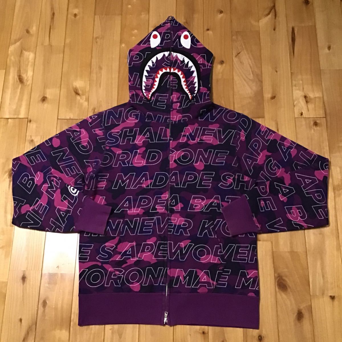Text color camo シャーク パーカー Mサイズ shark full zip hoodie a bathing ape bape エイプ  ベイプ アベイシングエイプ purple camo h9